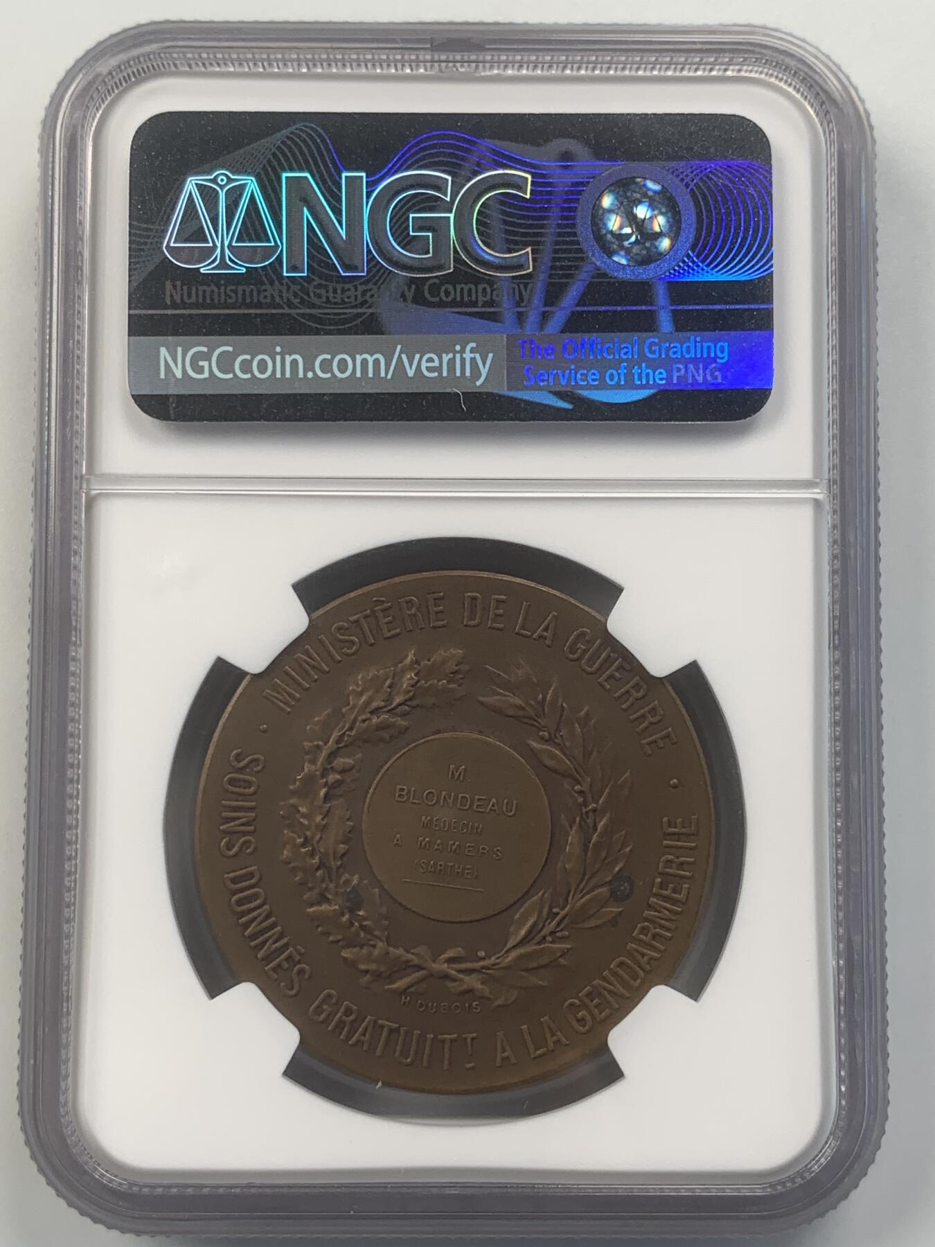 掌中浮雕-藏着的欧洲第047场 NGC MS63 : 法国战争部铜奖章 , 36mm