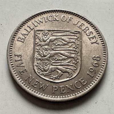 🌹外币初藏🌹🐯2025年第144场  每周二四六晚8️⃣点 接代拍 - 泽西岛1968年5便士 b