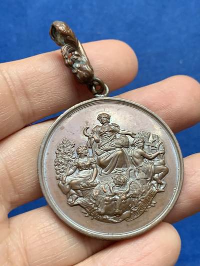 《竞宝斋》第450场 周日，周一，周二  3场连拍 （全场包邮，欢迎送拍） - 1885年马勒伊苏尔农业博览会铜章 带环重约29.4克 40.5mm