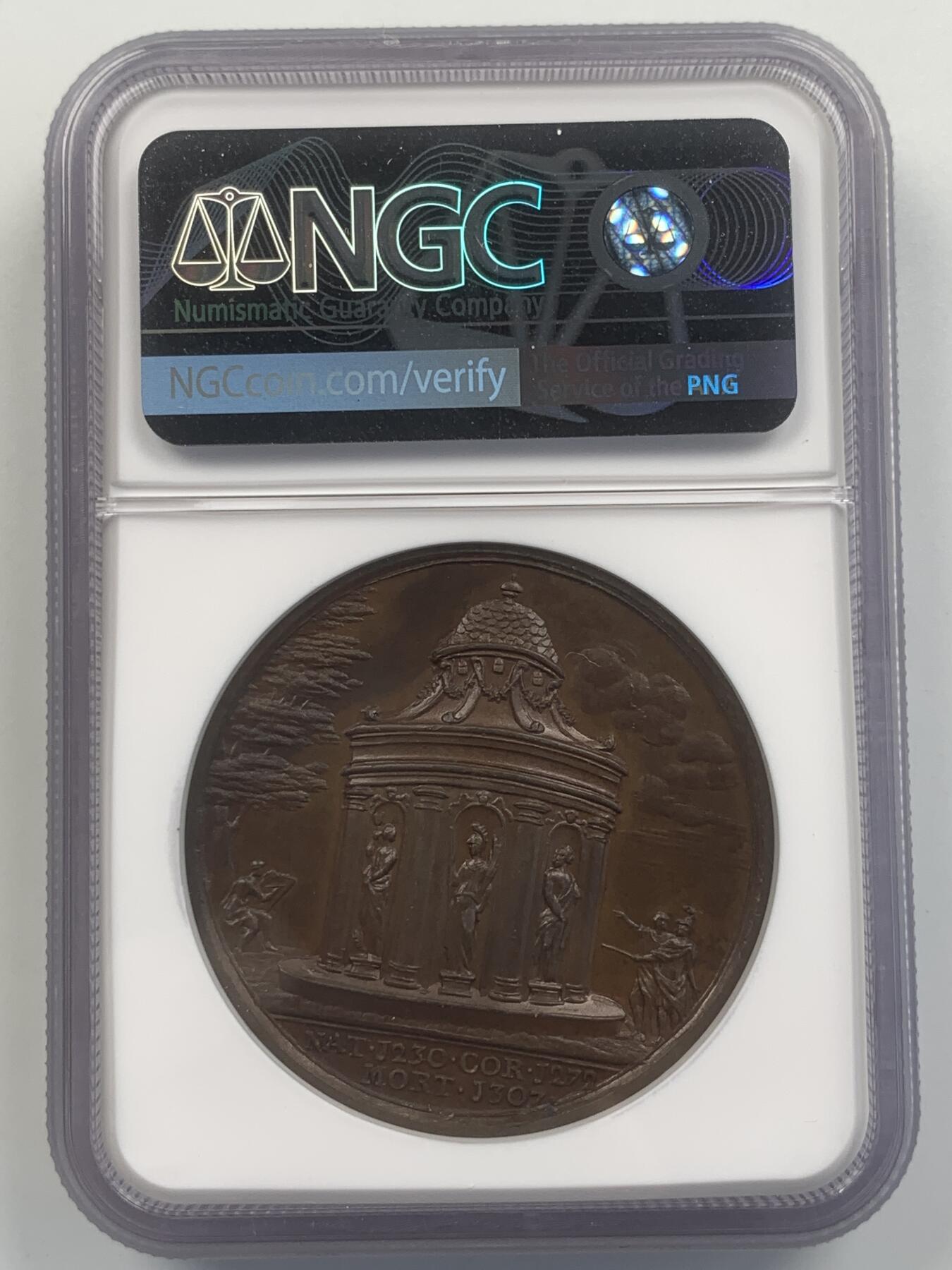 掌中浮雕-藏着的欧洲第047场 NGC MS64 : Dassier英王系列章之爱德华一世纪念铜章，40mm