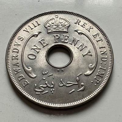 🌹外币初藏🌹🐯2025年第144场  每周二四六晚8️⃣点 接代拍 - 英属西非1936年一便士 爱八KN版 未使用原光品