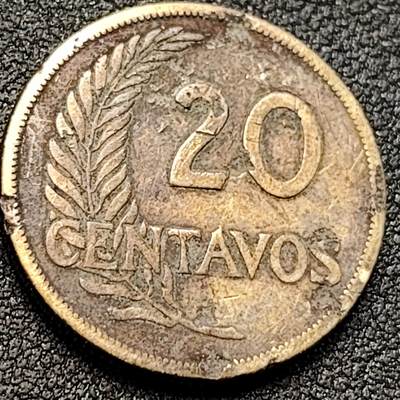 泉币菌-第152场-精品福利场 - 少见 二战期间 1945年 秘鲁20分 女神 铜 24mm 
