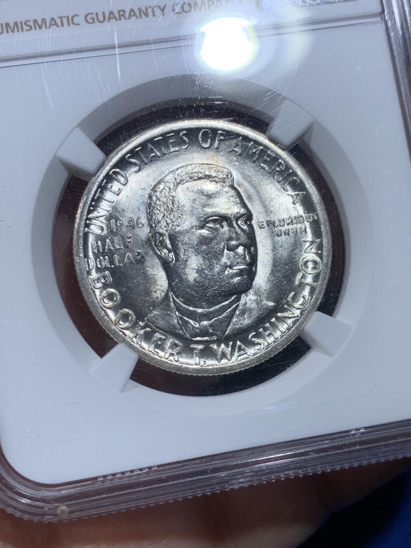 《竞宝斋》第450场 周日，周一，周二  3场连拍 （全场包邮，欢迎送拍） NGC MS63 美国1946年50美分纪念币 值得入手把玩