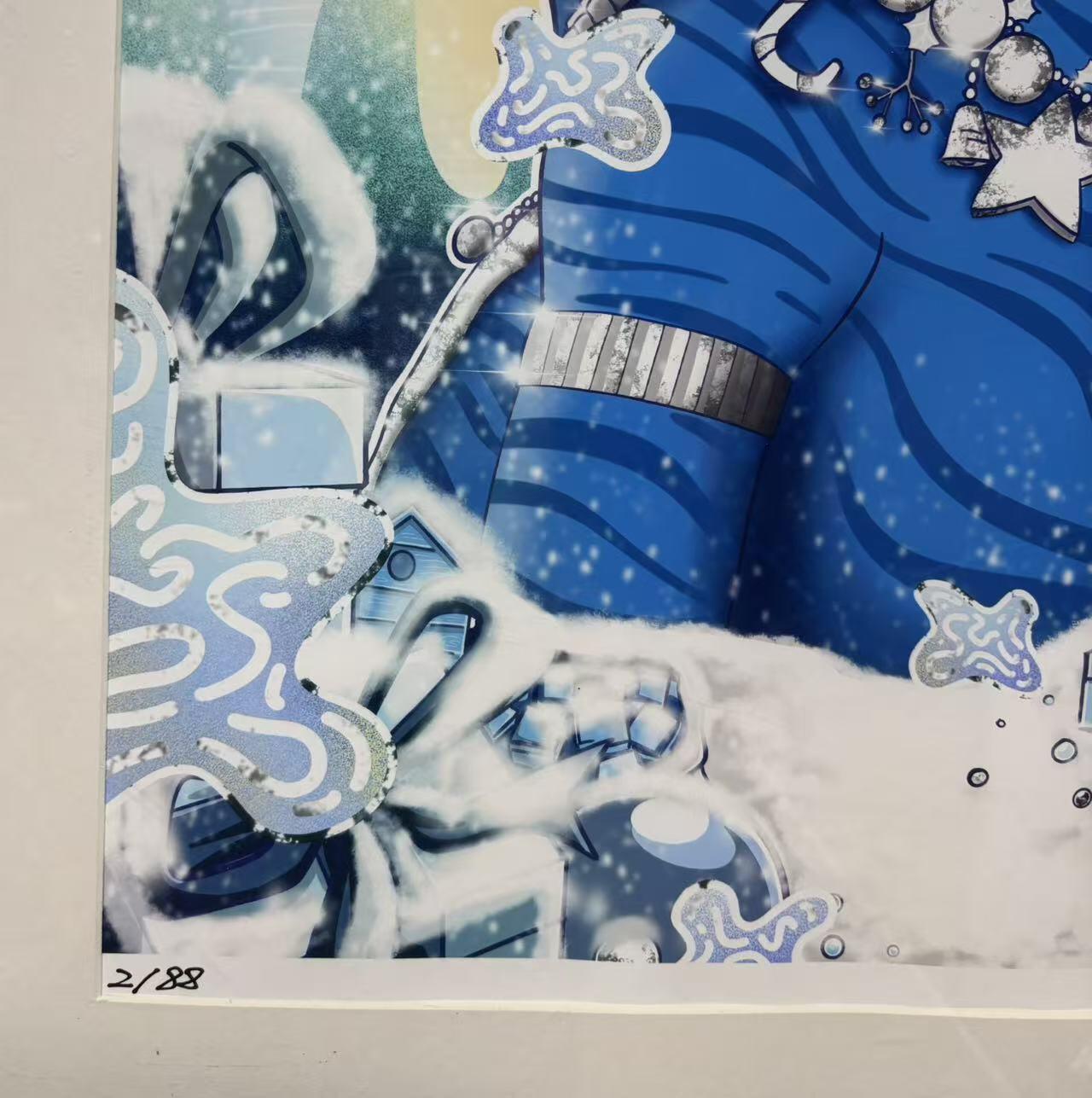 零元拍：OWSON 歪歪亲笔签名 作品装饰画《水之道》，已做装裱 合金相框尺寸65/50CM。因展品出展，镜框或亚克力可能有轻微划痕或裂纹，介意勿拍