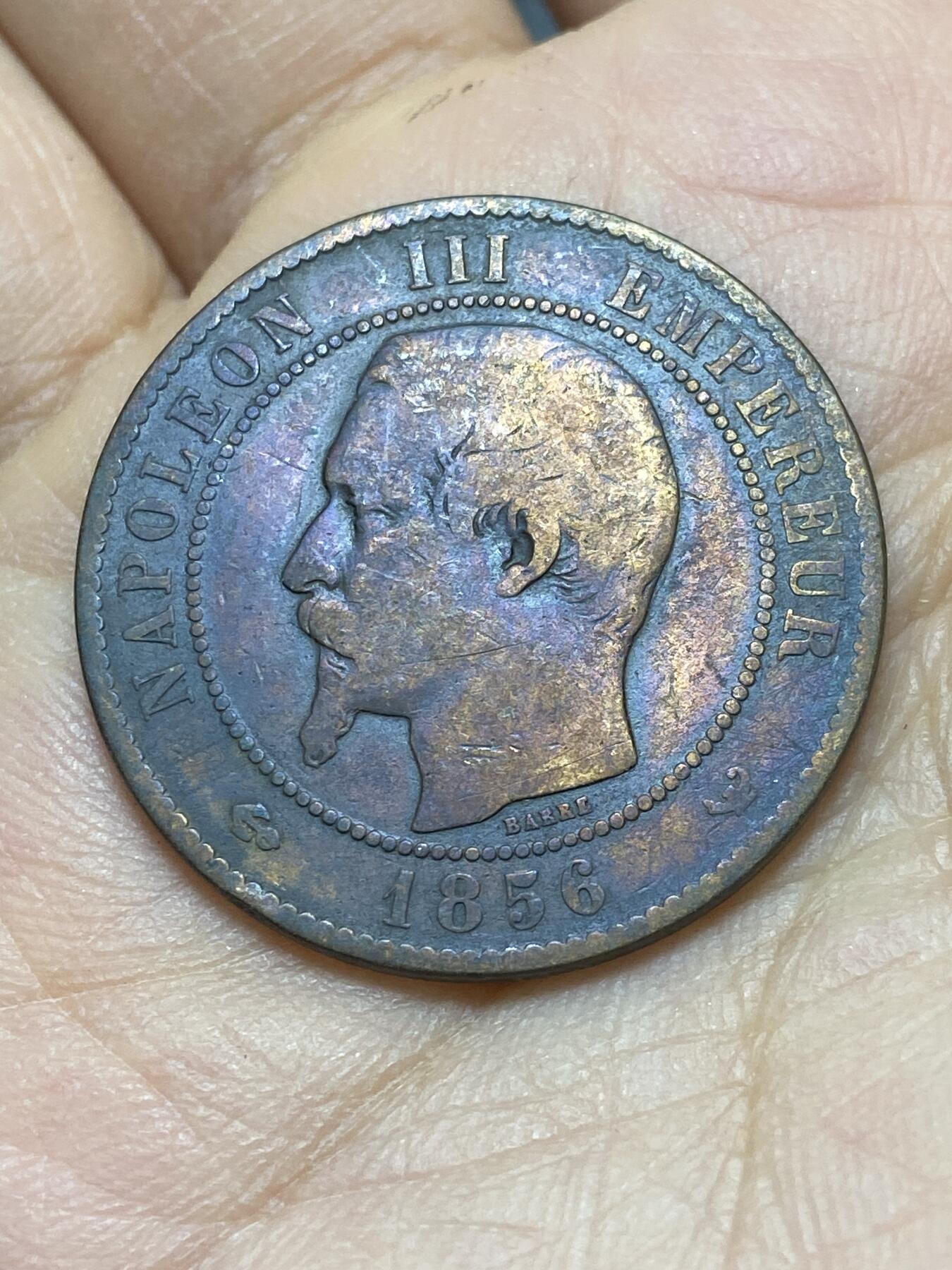 2025年第一百四十四场(总第一百七十场）品种丰富英国一线回流散币年末特拍场第一场(免佣金) 法兰西第二帝国1856年10生丁(拿破仑三世第一版，W标里尔造)