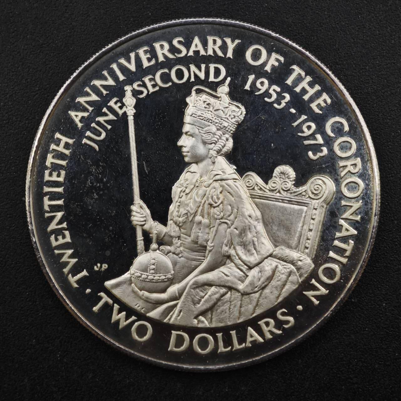 【淘币小摊】实时拍第八百三十六拍   银币套币场   满百包邮可预留二周 每周一统一发货   库克群岛1973年女王加冕20周年2元精制银币 重25.7克925银 银价361