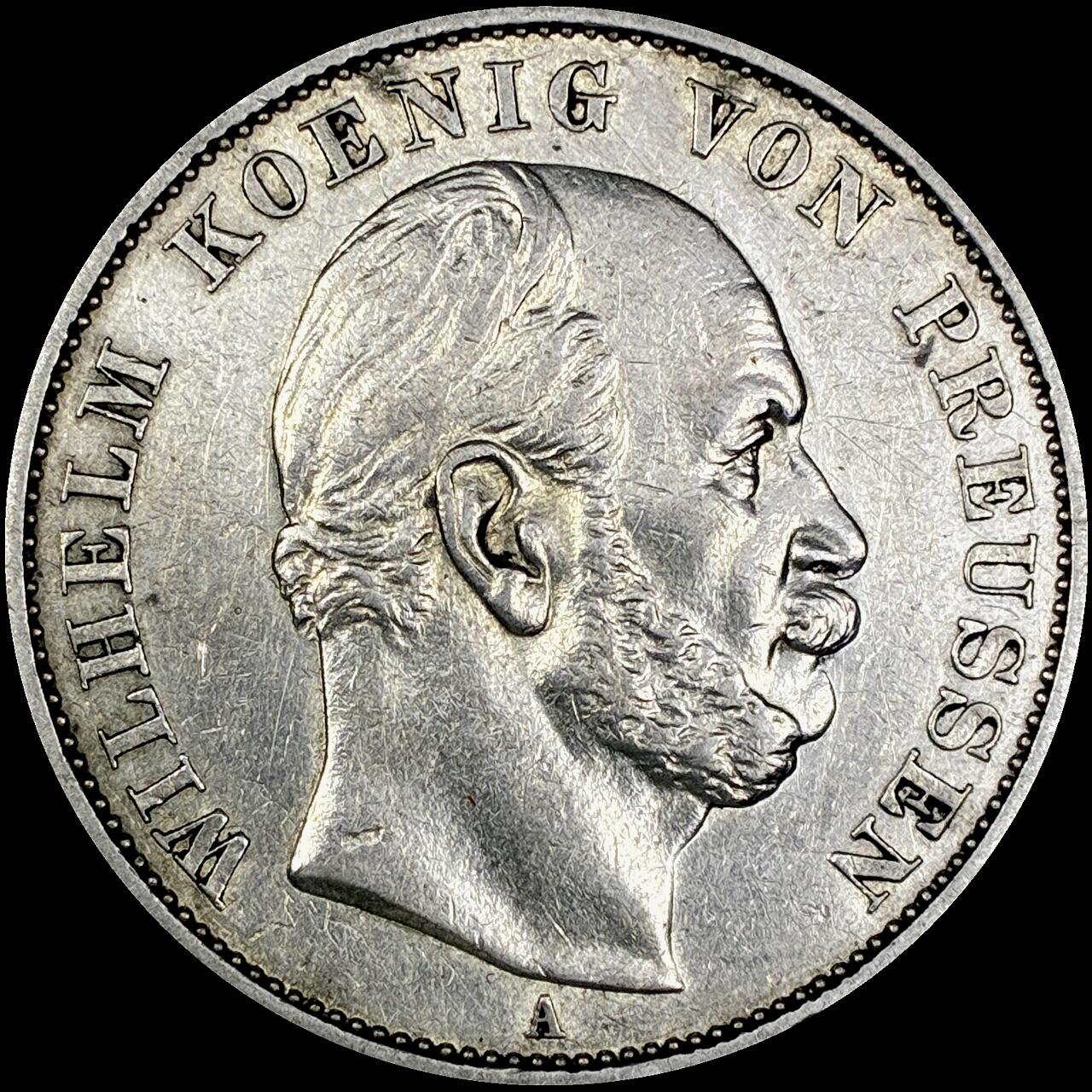 【雨安】【直播拍卖】【世界币章121期-裸币】2025-12-26 周五 19:30 保真 [裸币德国] Germany 德国 德意志 1泰勒 Prussia普鲁士 Thun.272 KM#0500 (1871) 威廉一世.普法战争 1871年