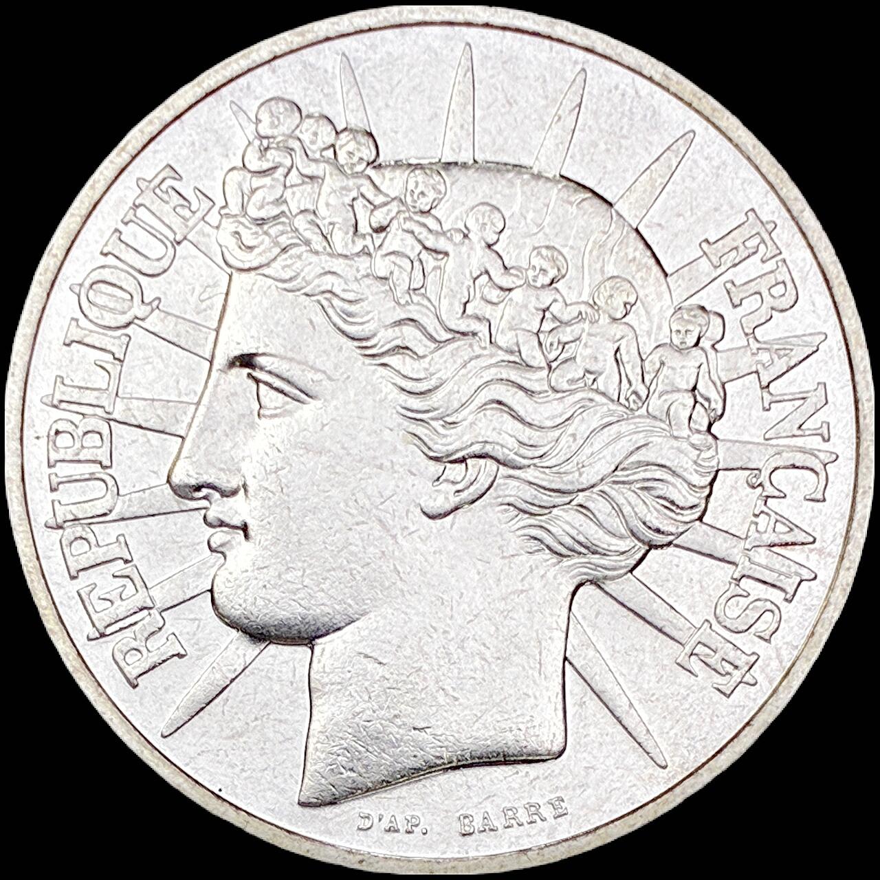 【雨安】【直播拍卖】【世界币章121期-裸币】2025-12-26 周五 19:30 保真 [现代裸币] France 法国 100法郎 1988年 加厚样币 [30.00 g., 0.900 Silver]