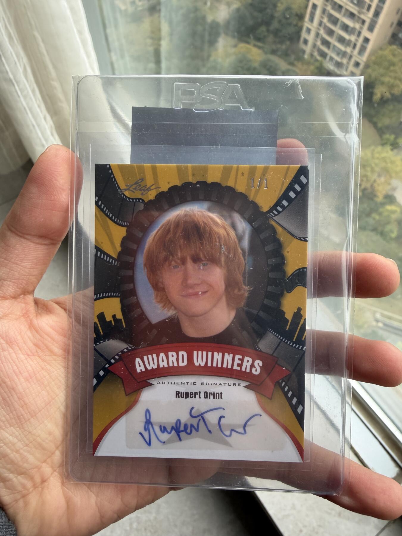 PSA认证哈利波特主演罗恩韦斯莱扮演者鲁伯特格林1/1亲签