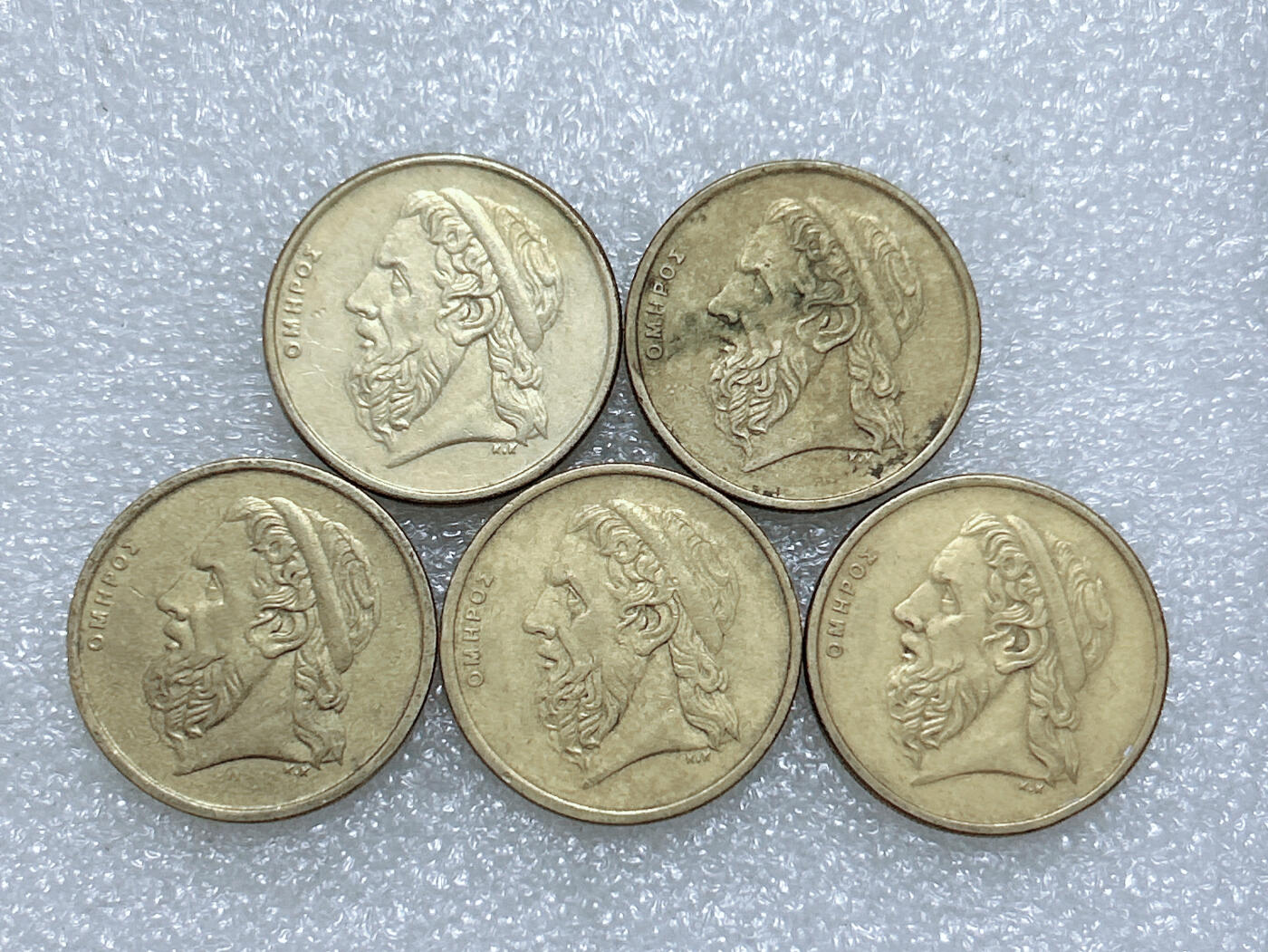 第一海外回流一元起拍收藏 散集专场  第281期 荷马帆船 希腊50德拉马克硬币 5枚