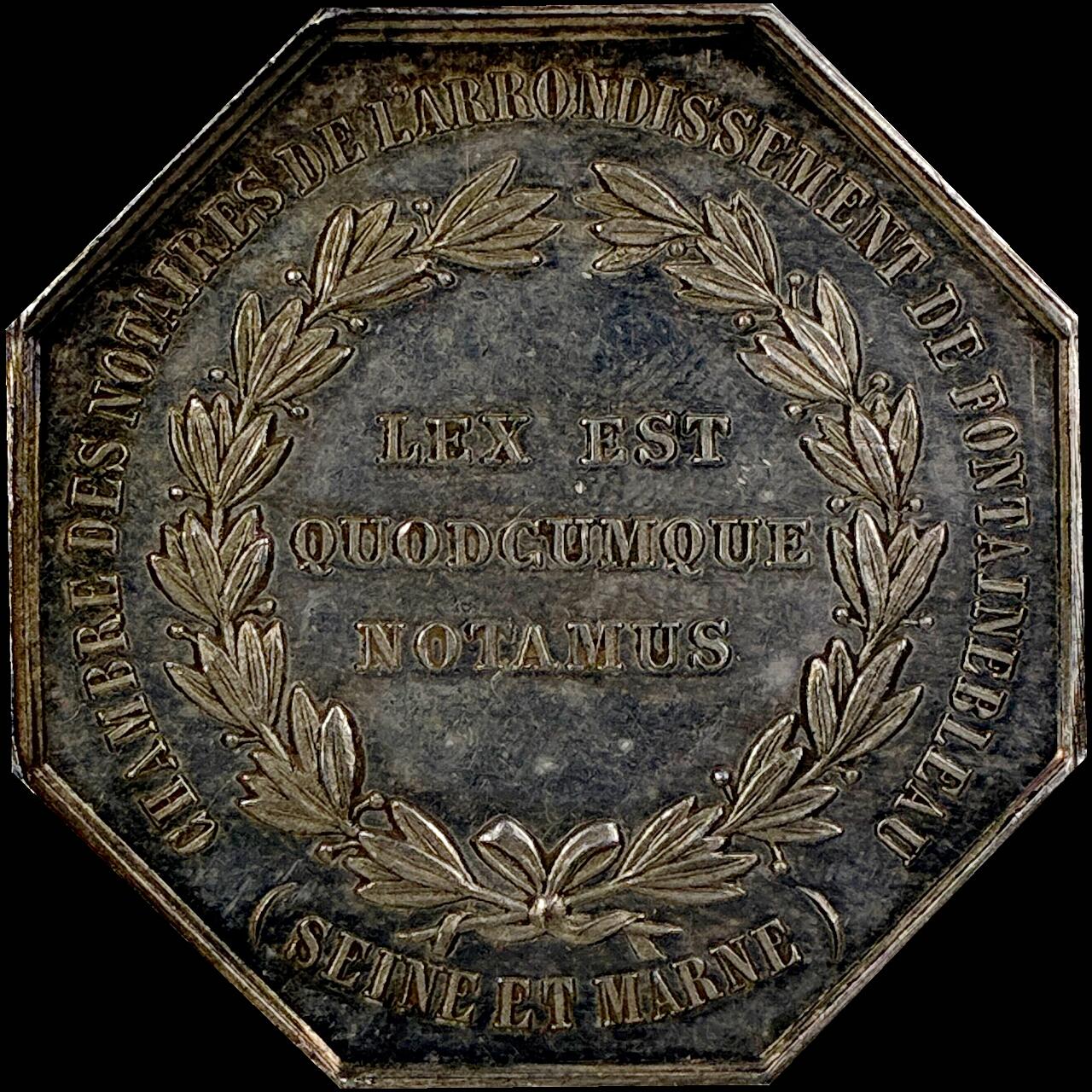 【雨安】【直播拍卖】【世界币章121期-裸币】2025-12-26 周五 19:30 保真 [章] France 章 法国 八角 19世纪 塞纳-马恩省公证人 八角银章 15.5克