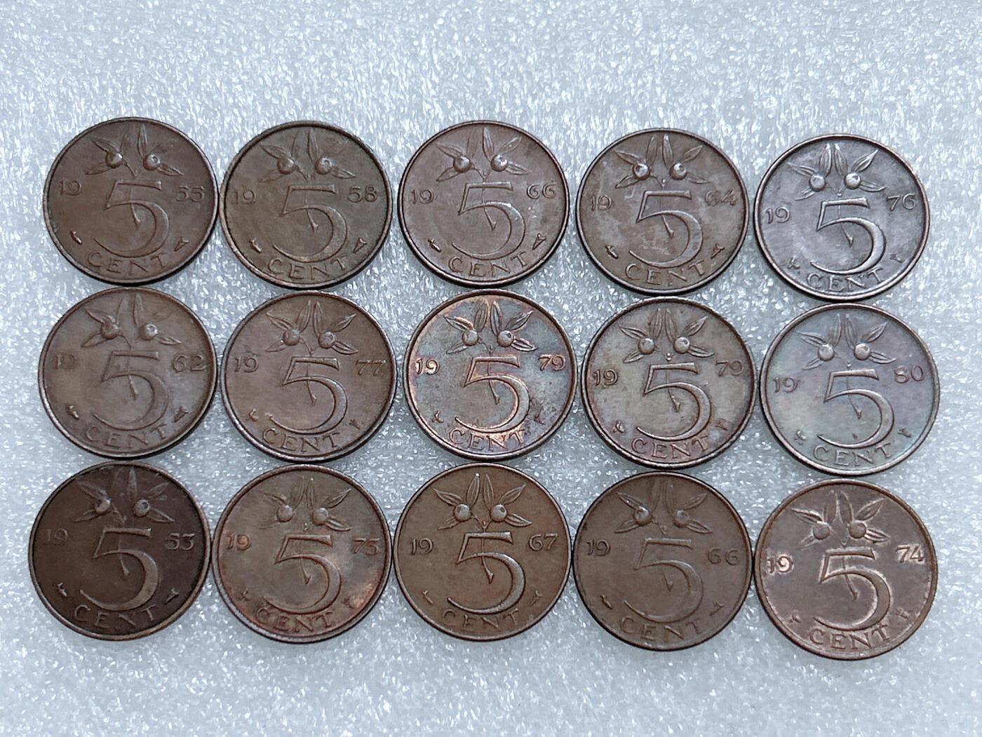 第一海外回流一元起拍收藏 散集专场  第281期 荷兰朱丽安娜5分硬币 15枚