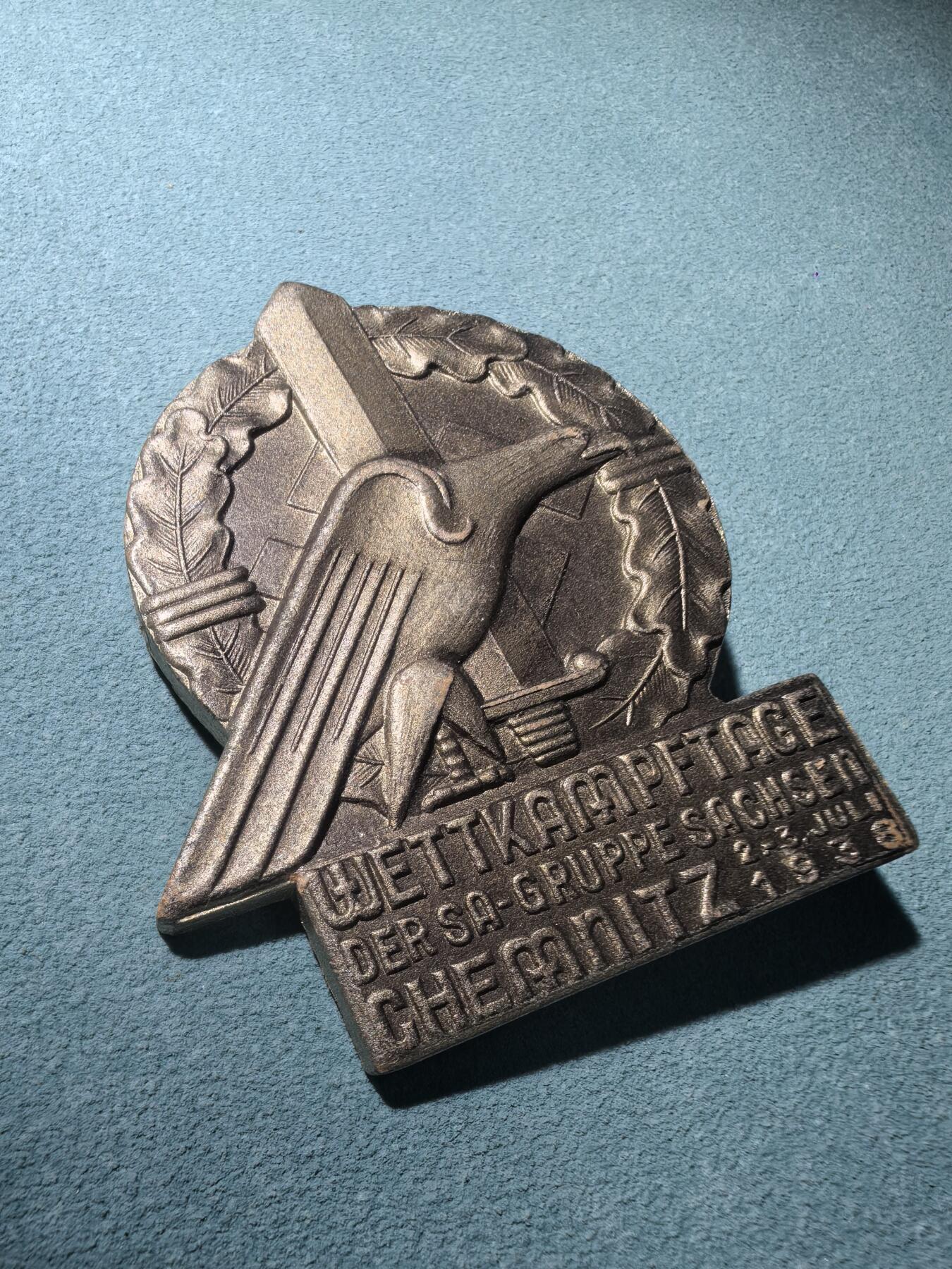 盛世勋华——号角文化勋章邮票专场拍卖第295期 德国（1939）冲锋队（SA）萨克森大队1936年开姆尼茨竞赛纪念章 极为罕见