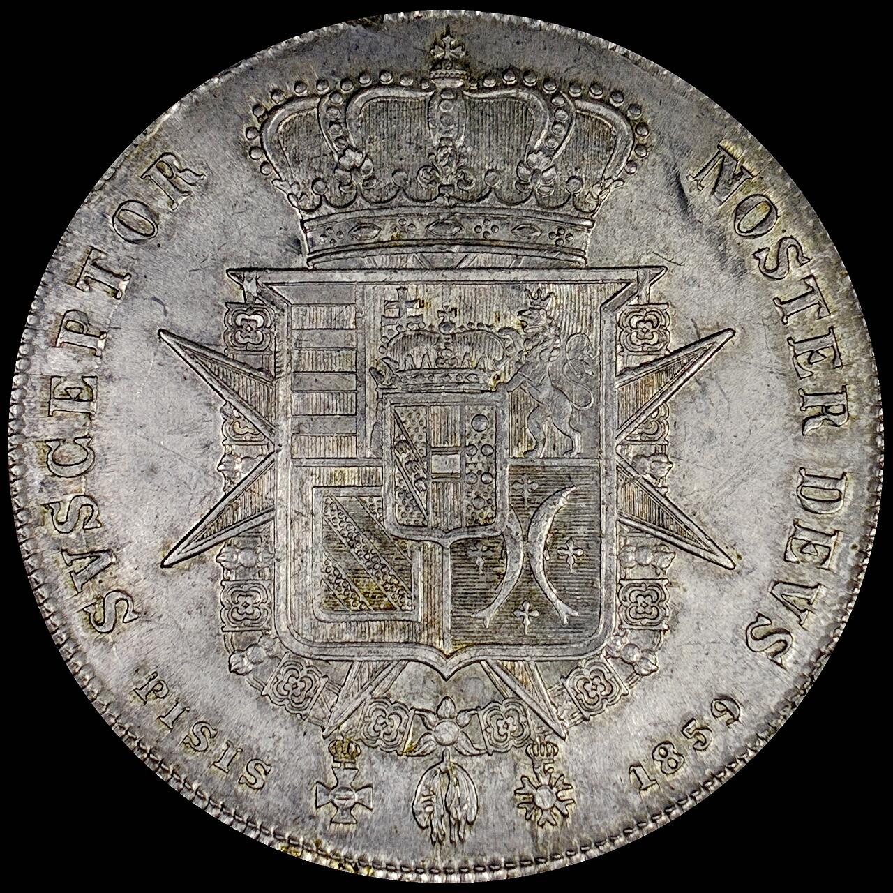 【雨安】【直播拍卖】【世界币章121期-裸币】2025-12-26 周五 19:30 保真 [裸币各国] Italy 意大利 托斯卡纳 4Fior 1859年 UNC原味欧洲包浆