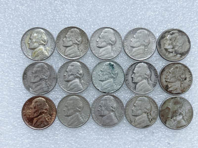 第一海外回流一元起拍收藏 散集专场  第281期 - 美国5美分硬币 15枚