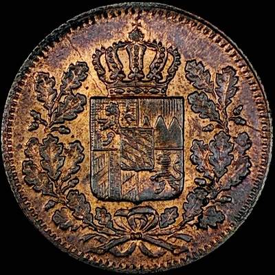 【雨安】【直播拍卖】【世界币章121期-裸币】2025-12-26 周五 19:30 保真 - [裸币德国] Germany 德国 德意志 巴伐利亚 1/2克鲁泽 1856年