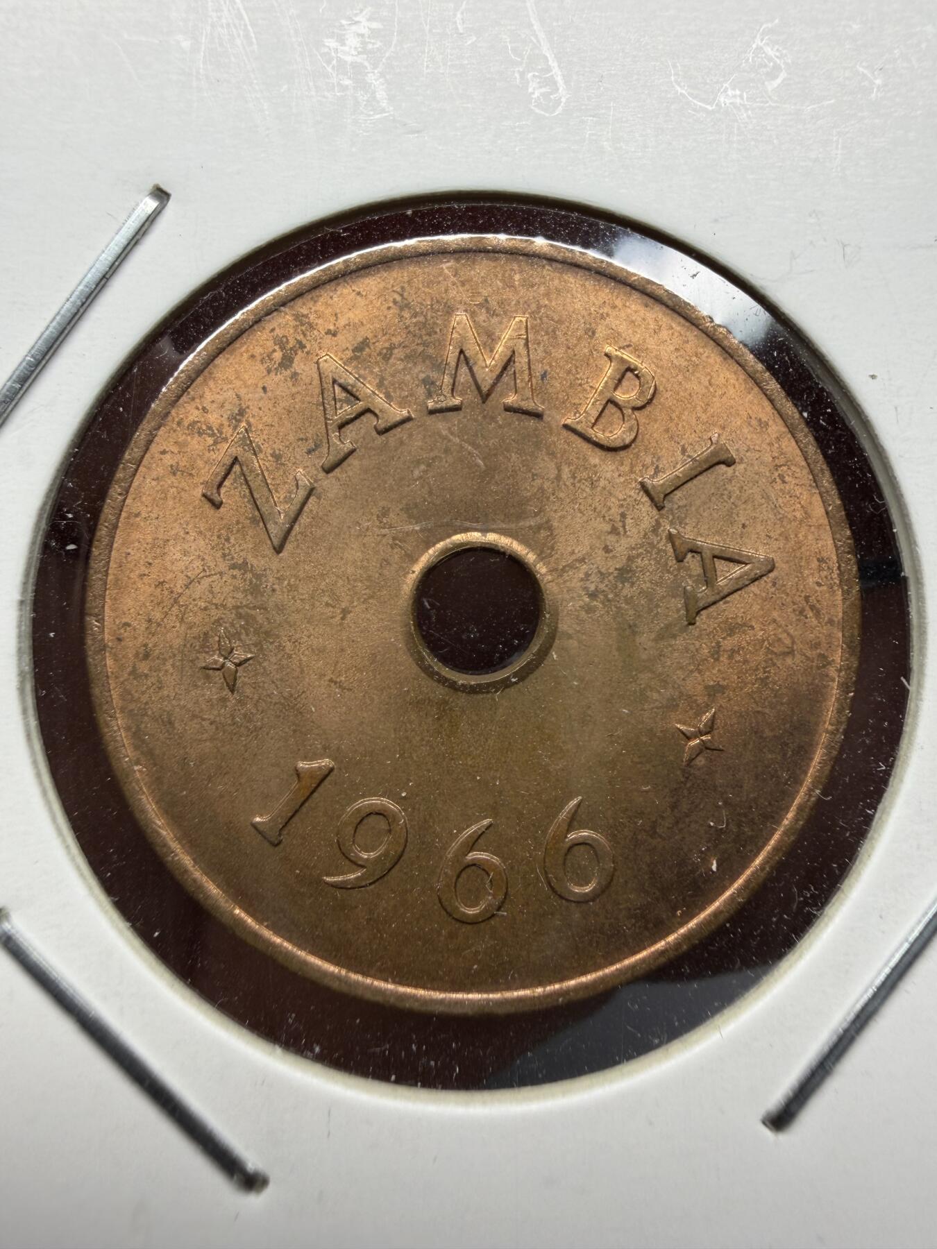 2025年集古藏今外币拍卖第十一期-第4场—（总第294拍），可以寄存60天，满160元包邮。 1966年赞比亚1便士