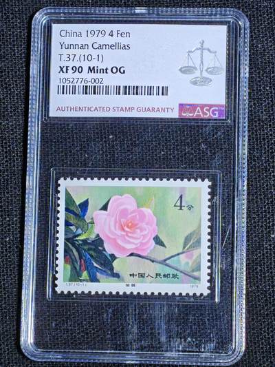 刘世昌艺术品销售中心～虎踞龙蟠*金杨在线联拍群第521期 1979年T.37.  《山茶花》 特种邮票（ASG  XF90  编号：1052776-002等）一套10枚。