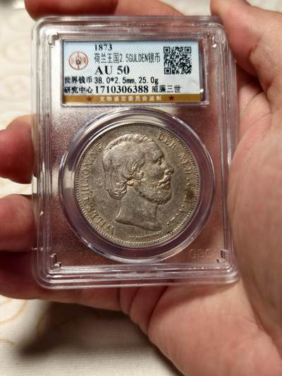抚柳草堂-第四期章牌钱币（圣诞专场） 奖章勋章限时免佣 满百包邮 放漏专场 - 1873荷兰王国2.5GULDEN银币 威廉三世 公博au50淡淡的黄油彩光 浮雕也非常漂亮