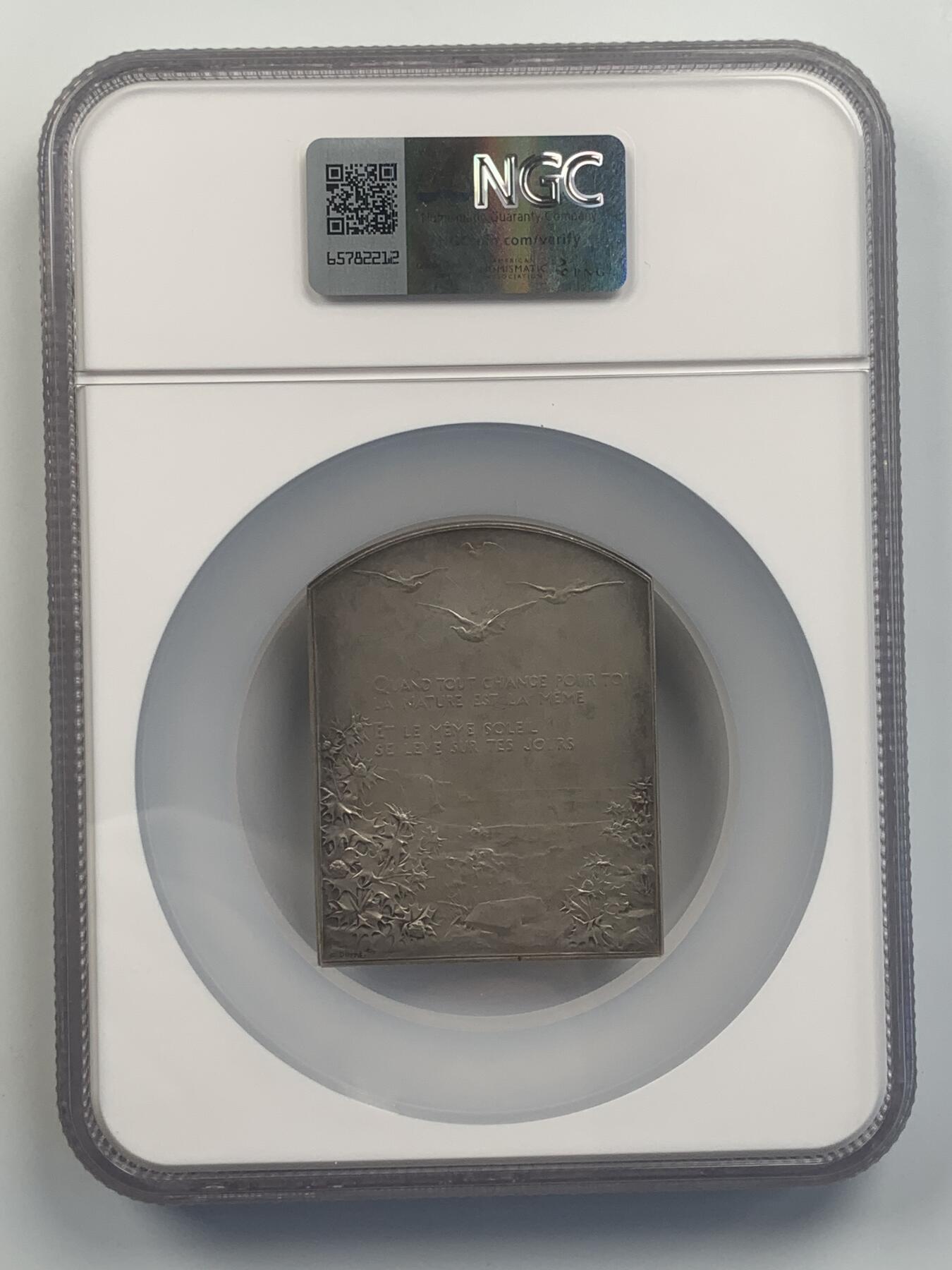 掌中浮雕-藏着的欧洲第047场 NGC MS63 : 1900年法国“致敬太阳”纪念银章，64 X50mm, 雕刻家：1896年罗马大奖赛大奖获得者Georges Dupre (1869-1909)此章是作者游学罗马期间完成，赢得1899年法兰西艺术家协会沙三等奖, Nicolas Maier法国优秀雕刻家作品书#188号