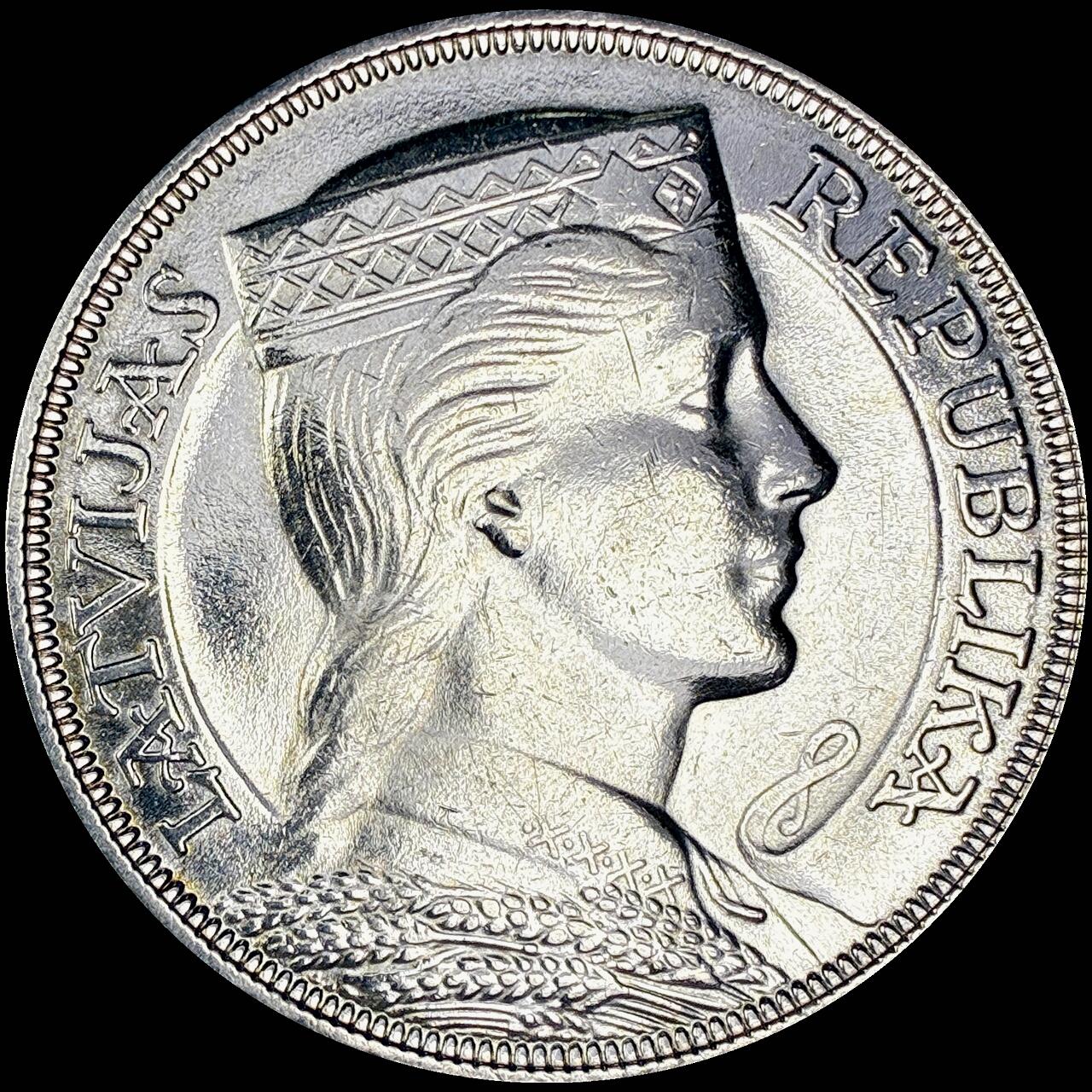 【雨安】【直播拍卖】【世界币章121期-裸币】2025-12-26 周五 19:30 保真 [裸币各国] Latvia 拉脱维亚 5拉特 1931年