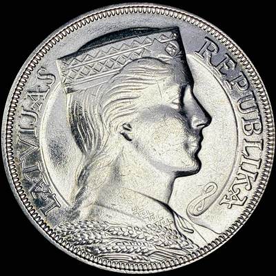 【雨安】【直播拍卖】【世界币章121期-裸币】2025-12-26 周五 19:30 保真 - [裸币各国] Latvia 拉脱维亚 5拉特 1931年