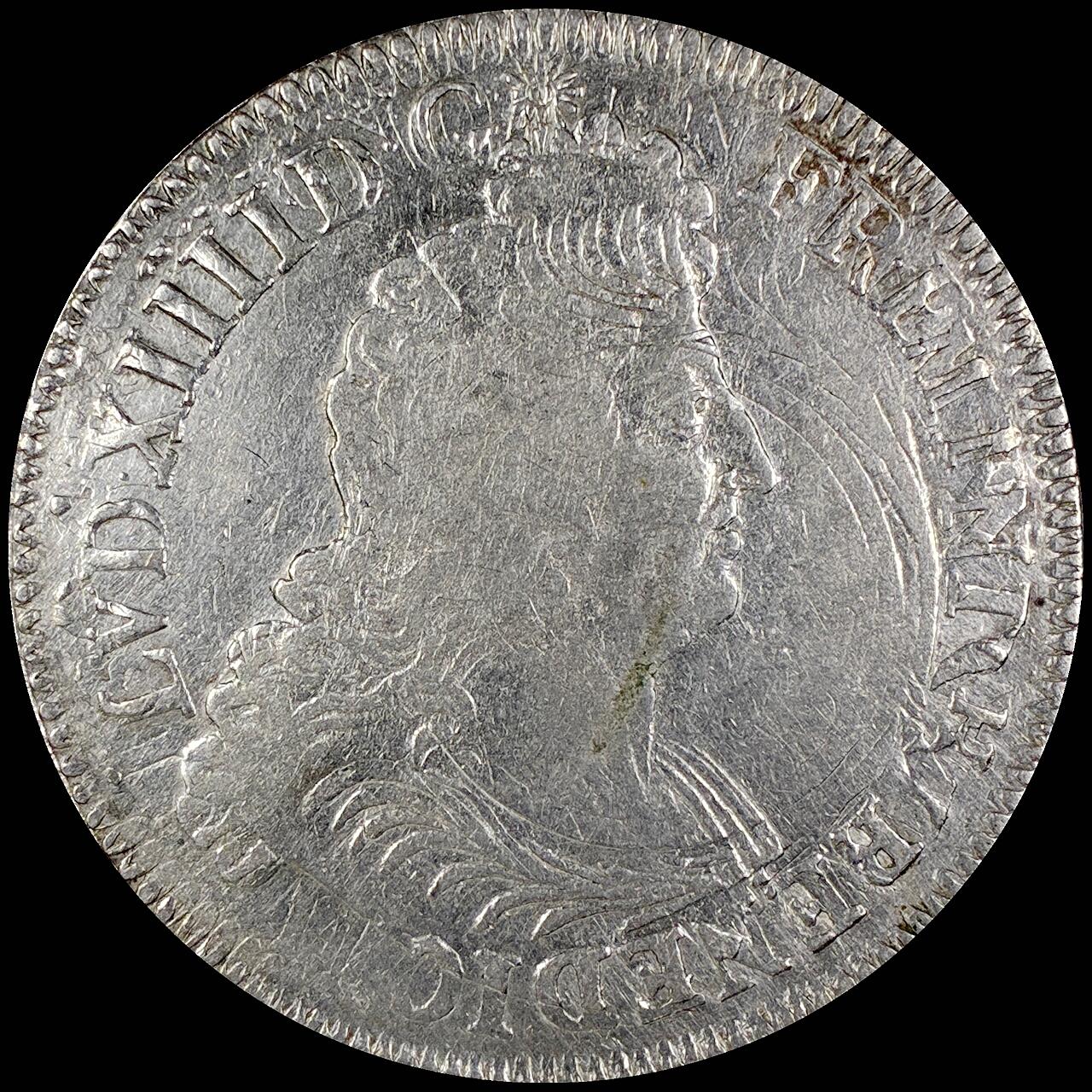 【雨安】【直播拍卖】【世界币章121期-裸币】2025-12-26 周五 19:30 保真 [裸币法国] France 法国 1埃居 KM#0329 (1701-1703) 路易十四 皇冠圆形纹章权杖和正义之手