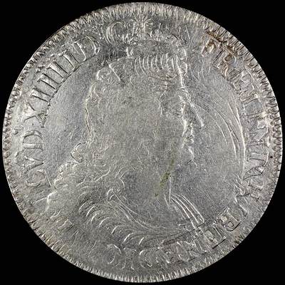 【雨安】【直播拍卖】【世界币章121期-裸币】2025-12-26 周五 19:30 保真 - [裸币法国] France 法国 1埃居 KM#0329 (1701-1703) 路易十四 皇冠圆形纹章权杖和正义之手