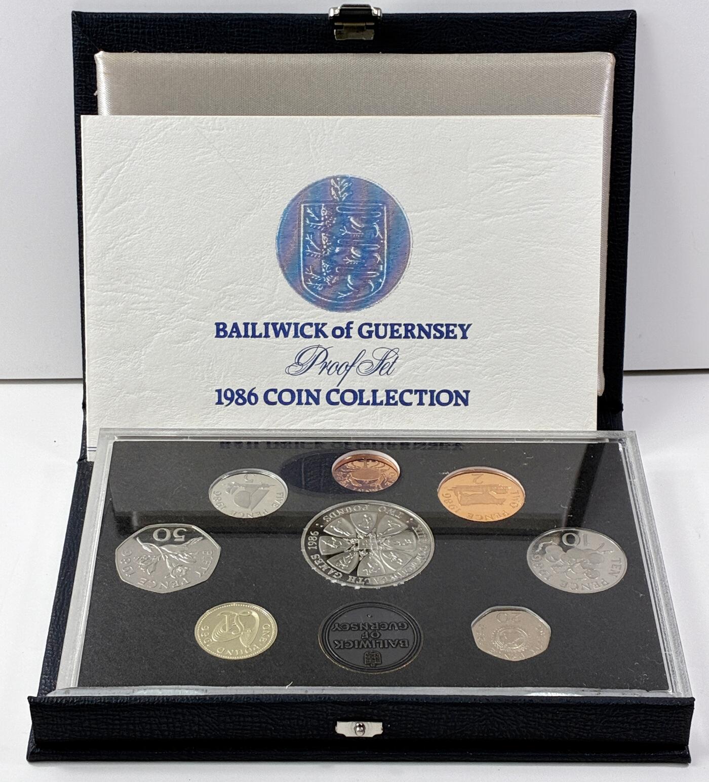 【雨安】【直播拍卖】【世界币章121期-裸币】2025-12-26 周五 19:30 保真 [现代套币] Guernsey 根西 套币 精制套币 1986年