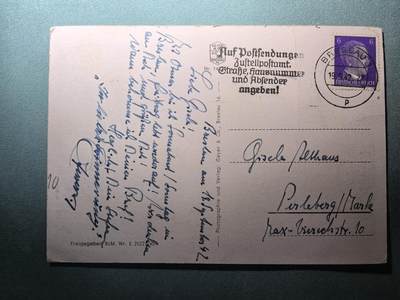 盛世勋华——号角文化勋章邮票专场拍卖第295期 - 德国（1939）1942年实寄明信片 贴小胡子邮票 布列斯劳市政厅