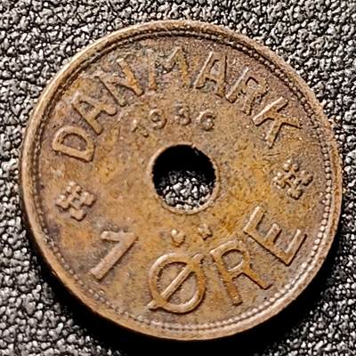 泉币菌-第153场-平安夜专场 - 丹麦1936年1欧尔中孔 16mm 欧洲币