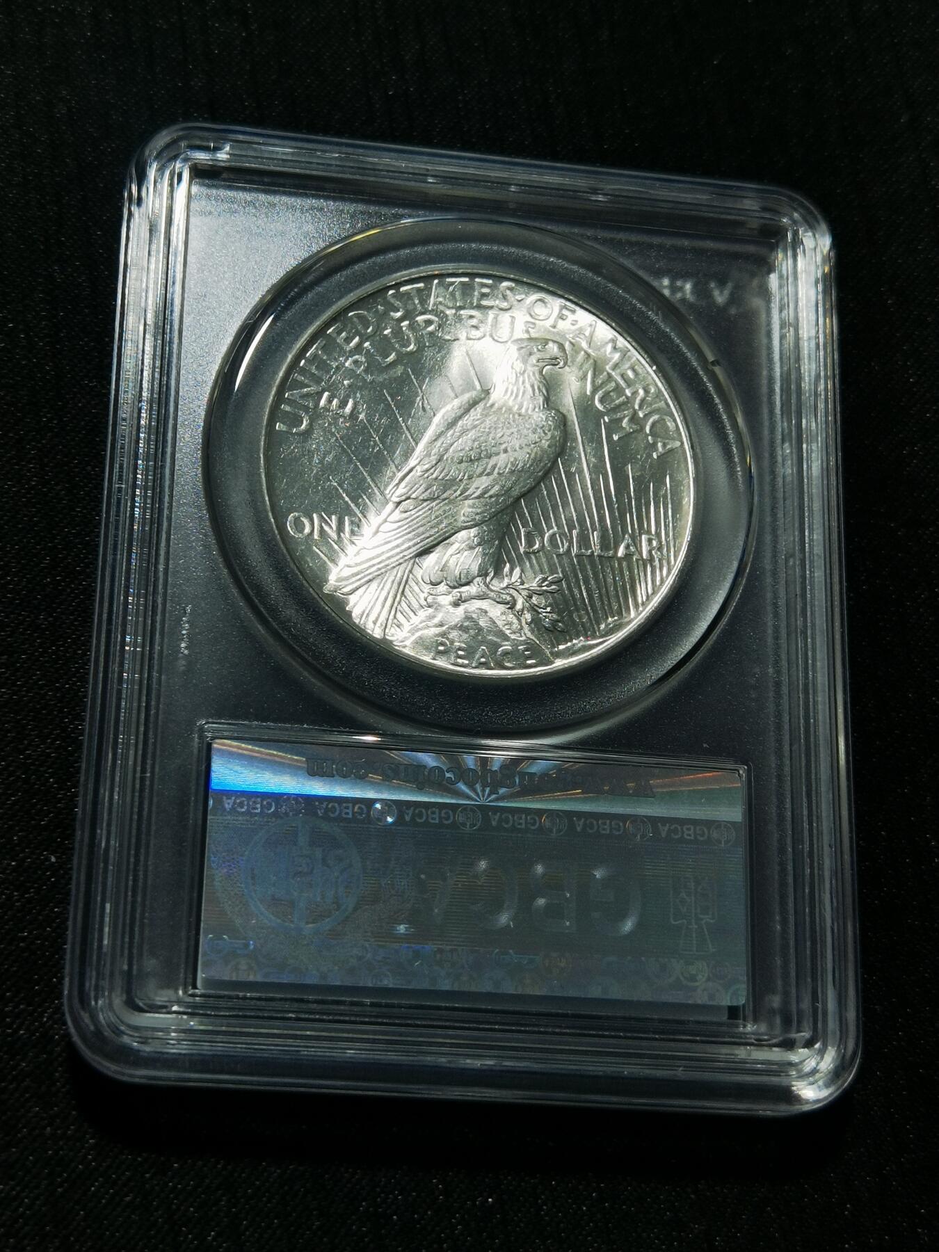 天下钱庄专场欢迎参拍 公博评级MS65美国和平鸽一美元银币