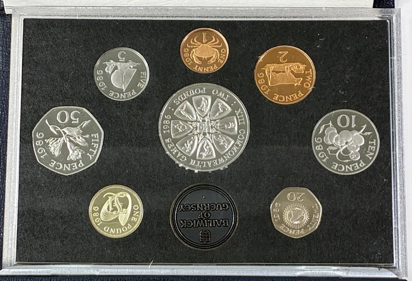 【雨安】【直播拍卖】【世界币章121期-裸币】2025-12-26 周五 19:30 保真 [现代套币] Guernsey 根西 套币 精制套币 1986年