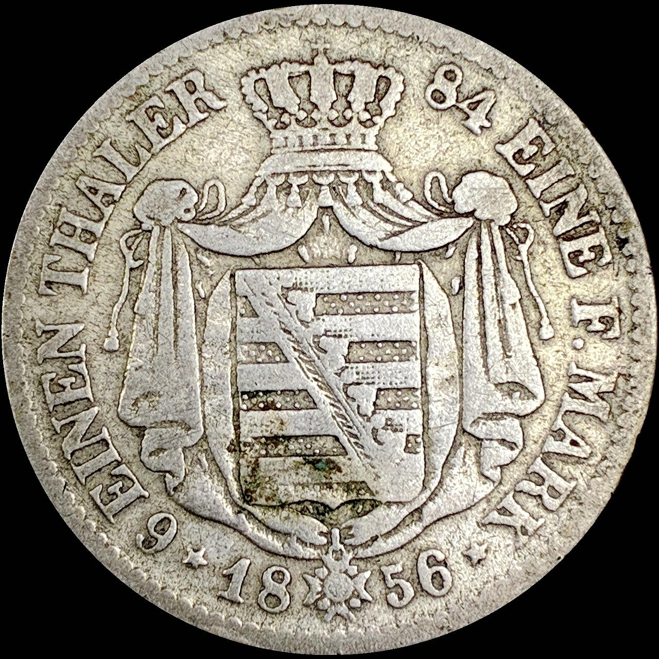 【雨安】【直播拍卖】【世界币章121期-裸币】2025-12-26 周五 19:30 保真 [裸币德国] Germany 德国 德意志 萨克森 1/6泰勒 1856年