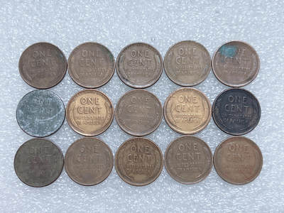 第一海外回流一元起拍收藏 散集专场  第281期 - 美国麦穗版1分硬币 15枚