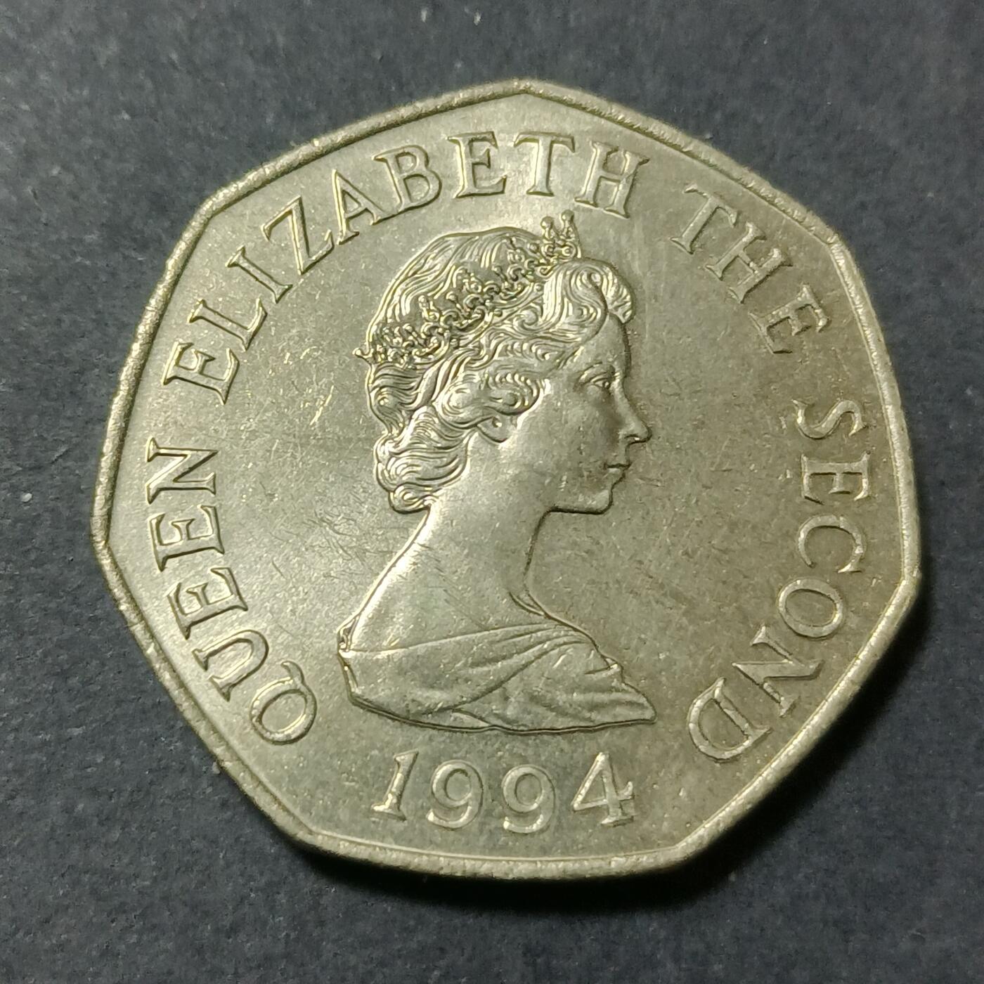 【游宝包邮场】蛇年第102期 英系国家硬币 泽西岛-50便士 1994年