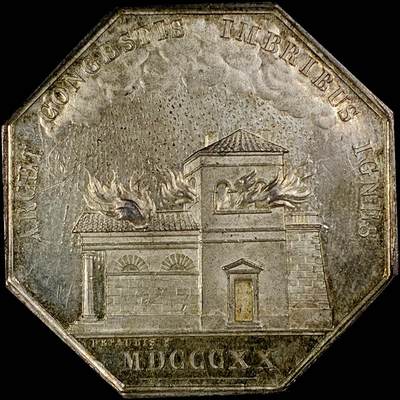 【雨安】【直播拍卖】【世界币章121期-裸币】2025-12-26 周五 19:30 保真 - [章] France 章 法国 八角 1820年 火灾保险 八角银章 18.0克