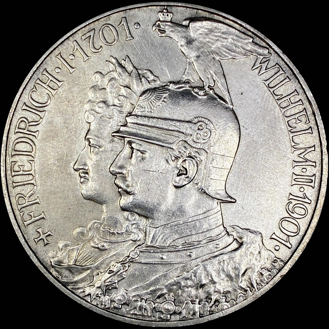 【雨安】【直播拍卖】【世界币章121期-裸币】2025-12-26 周五 19:30 保真 [裸币德国] Germany 德国 帝国 J.106 普鲁士 5马克 (1901) 建国 1901年