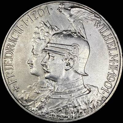 【雨安】【直播拍卖】【世界币章121期-裸币】2025-12-26 周五 19:30 保真 - [裸币德国] Germany 德国 帝国 J.106 普鲁士 5马克 (1901) 建国 1901年