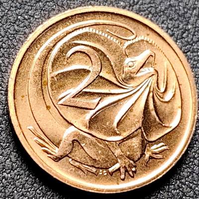 泉币菌-第153场-平安夜专场 - 21mm澳大利亚伞蜥蜴2分 1984年 青年女王版末版 