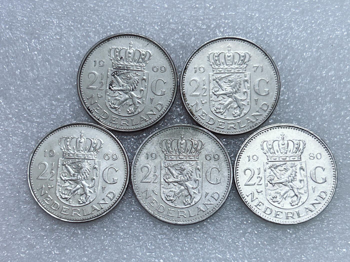 第一海外回流一元起拍收藏 散集专场  第281期 荷兰2.5盾硬币 朱丽安娜 5枚