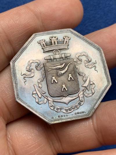 《竞宝斋》第451场 周日，周一，周二  3场连拍 （全场包邮，欢迎送拍） - 法国八角银章，费坎商会，21g，36.7mm，丰饶角边铭