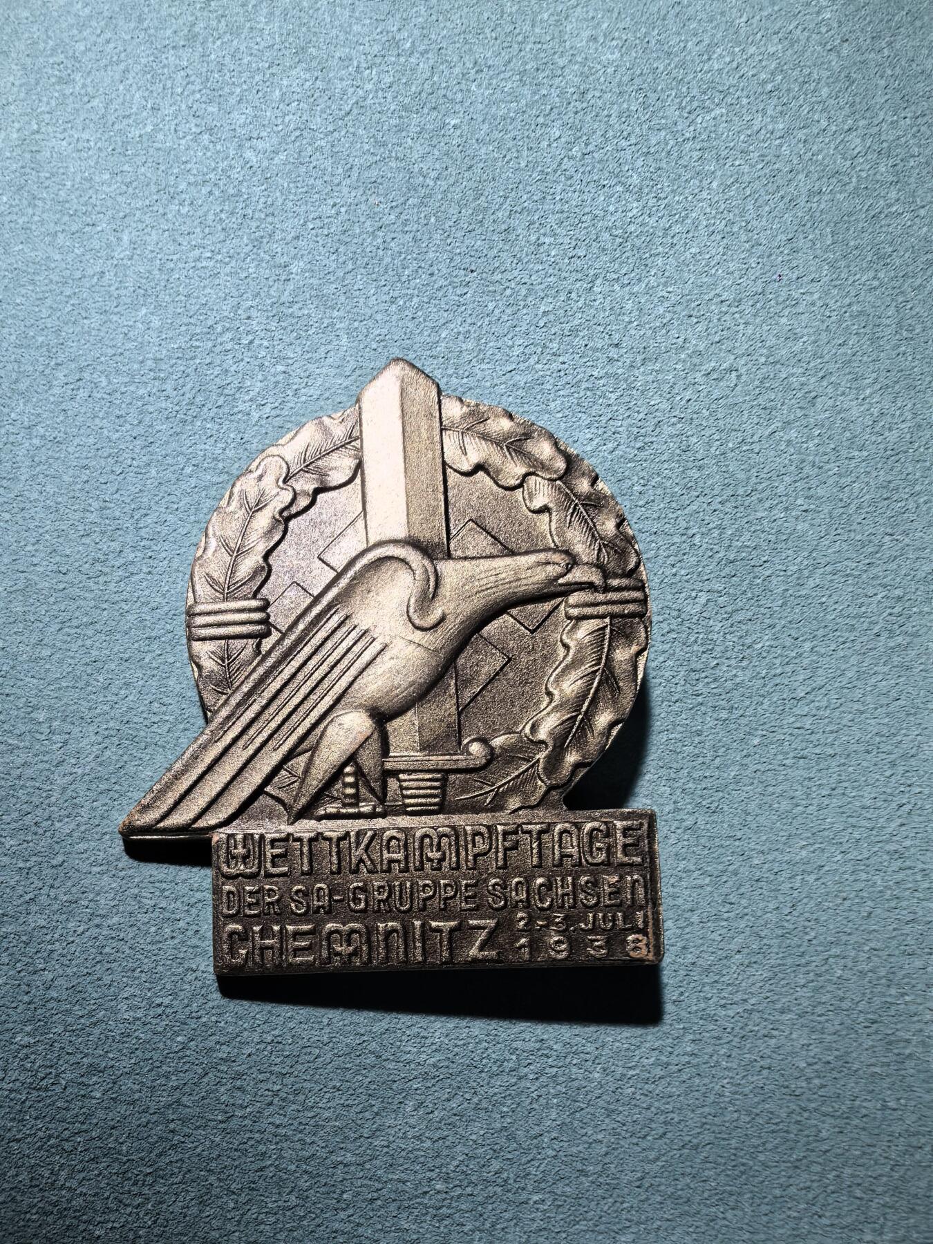 盛世勋华——号角文化勋章邮票专场拍卖第295期 德国（1939）冲锋队（SA）萨克森大队1936年开姆尼茨竞赛纪念章 极为罕见