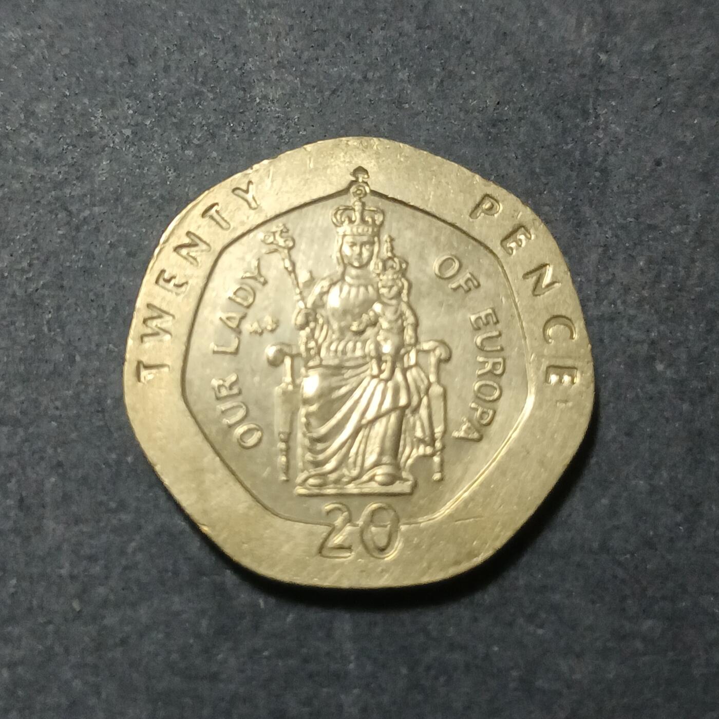 【游宝包邮场】蛇年第102期 英系国家硬币 直布罗陀-20便士 1998年