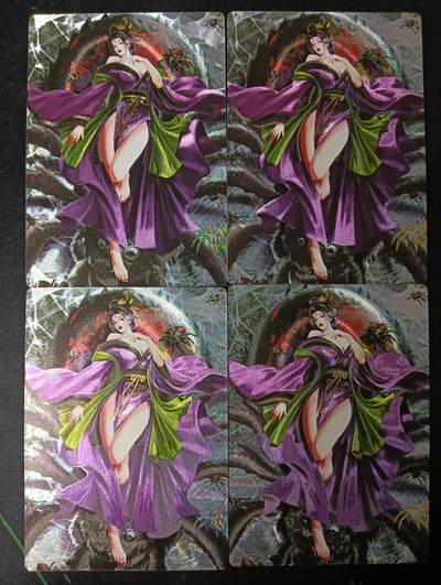 花开卡拍第53期（12月28号周日截拍，品控勿拍!!!拍品不寄存，运费5元，自制卡难免瑕疵，可能存在轻微撞角爆边等出厂瑕疵，品控介意勿拍！） - 奇点 四妹 粗闪 4张