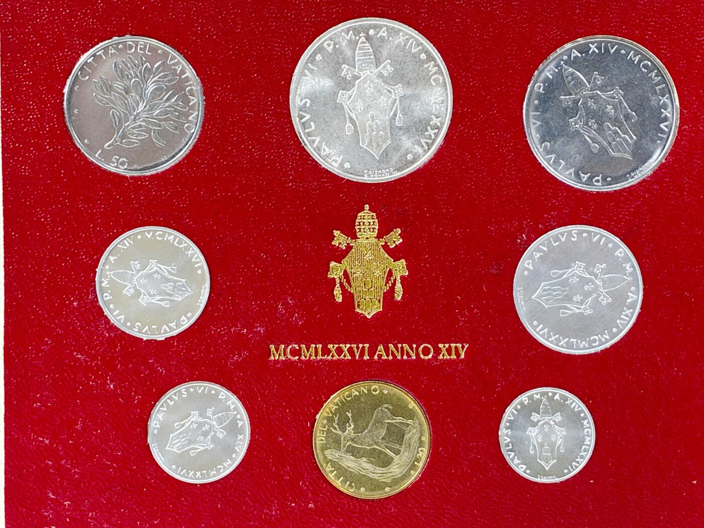 【雨安】【直播拍卖】【世界币章121期-裸币】2025-12-26 周五 19:30 保真 [现代套币] Vatican 梵蒂冈 套币 1976年