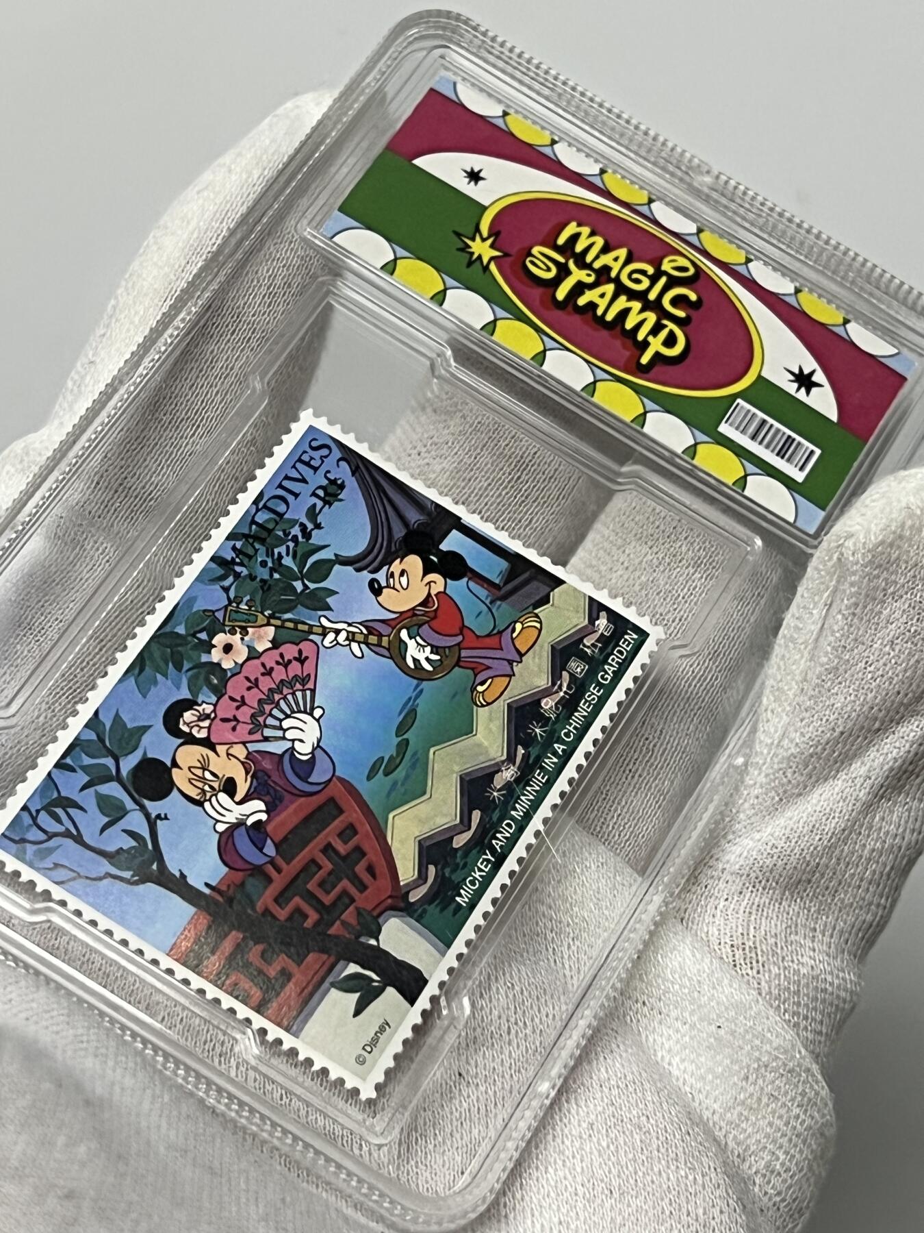 零元拍：迪士尼正版授权 官方发行 单枚邮票 米奇·米妮花园私会 已经封装好定制壳 收藏必备