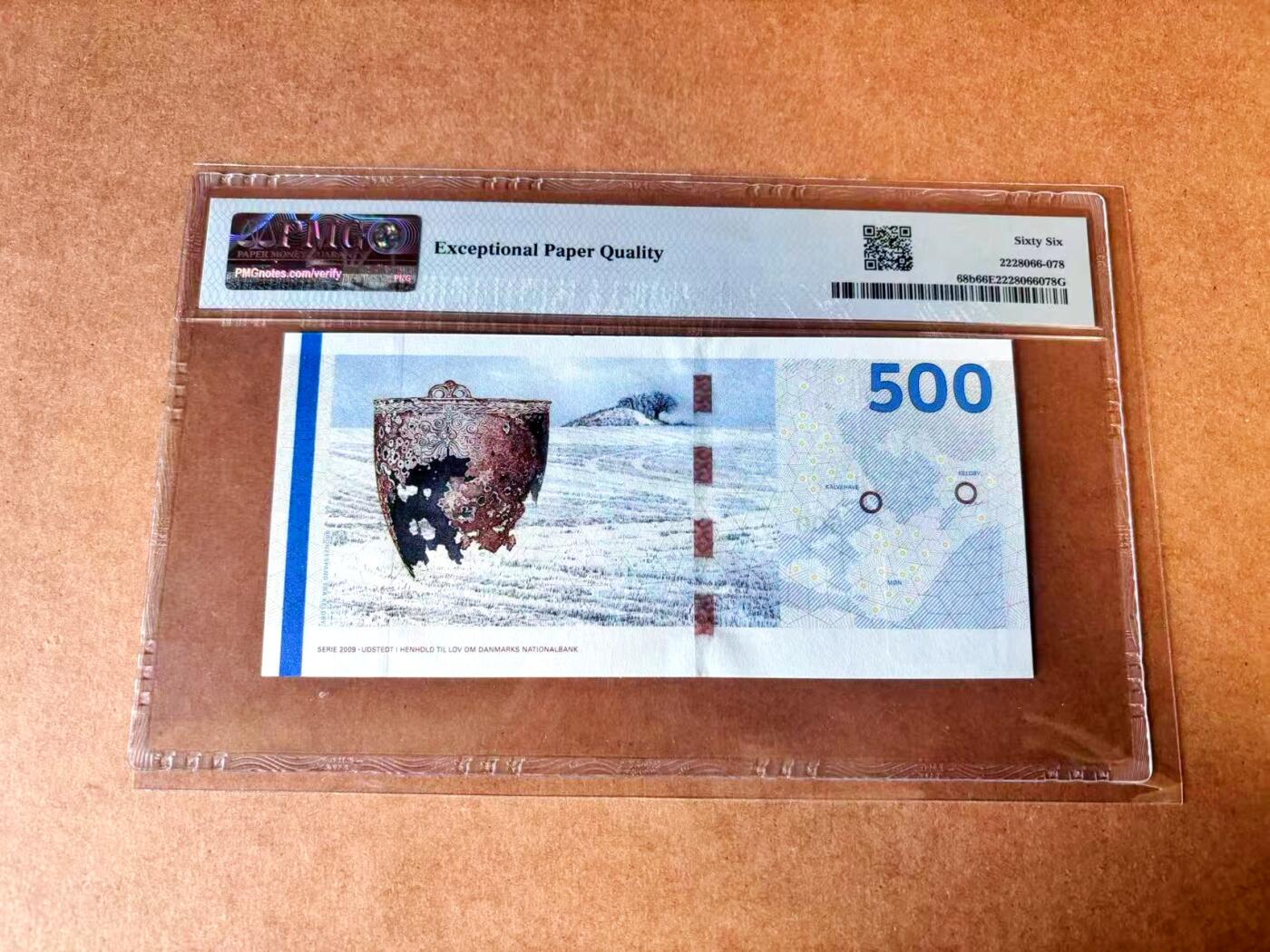 【Blue Auction】世界纸币精拍第767期——18级TOP拍卖/信誉/品质/专业/高效💫 【A0冠59小号】丹麦 2011年500克朗 PMG66EPQ 