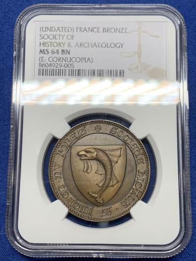 《竞宝斋》第451场 周日，周一，周二  3场连拍 （全场包邮，欢迎送拍） - NGC MS64BN 法国弗雷兹考古协会铜质代币