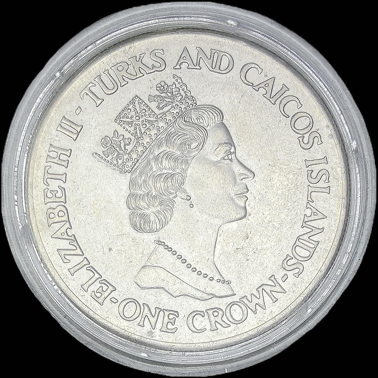 【雨安】【直播拍卖】【世界币章121期-裸币】2025-12-26 周五 19:30 保真 [现代裸币] Turks and Caicos Islands 特克斯和凯科斯群岛 1克朗 1991年 皇室生日